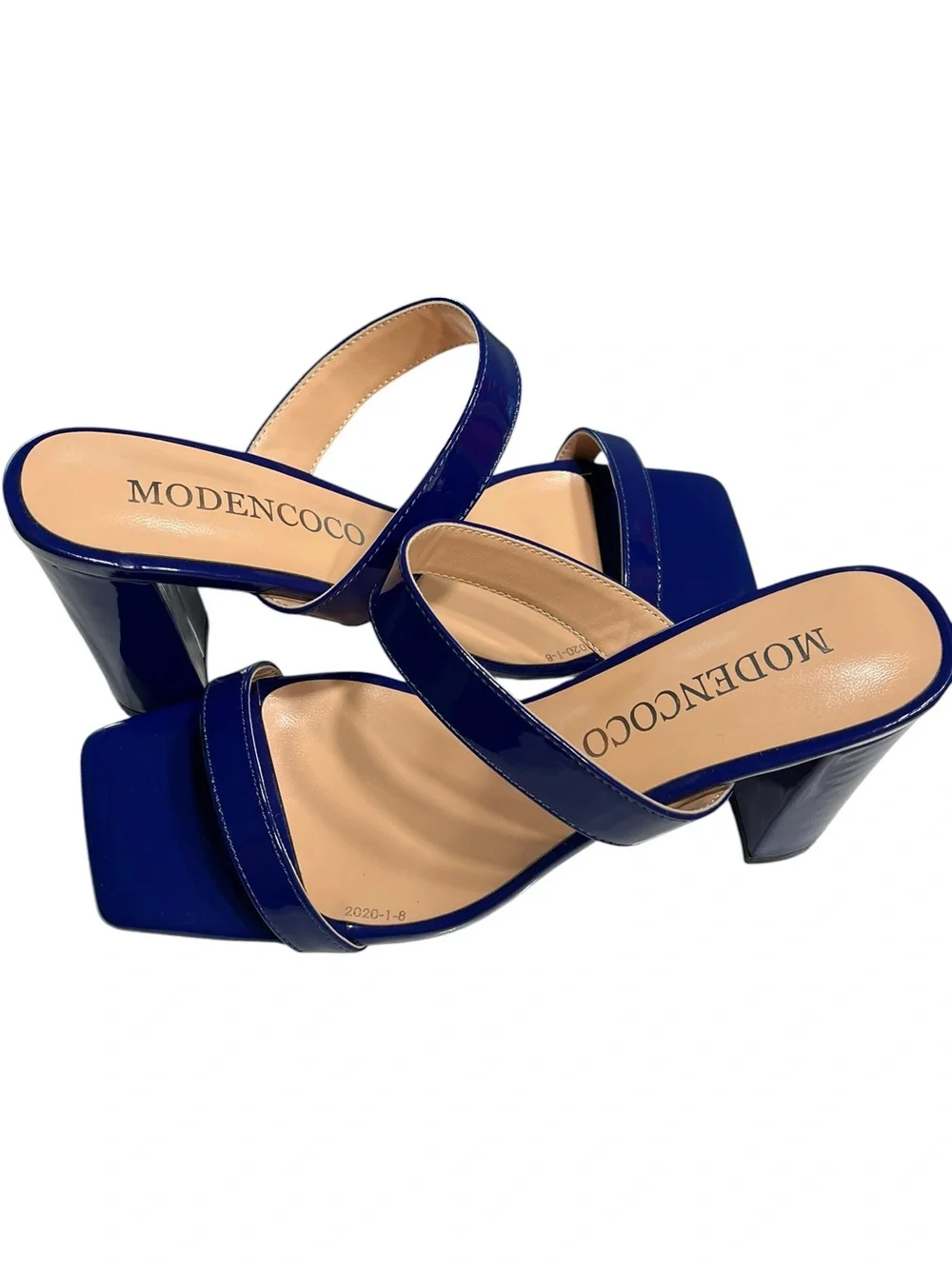 Modencoco Blue 2 Strap Block Heel Sandal - Size 7.5